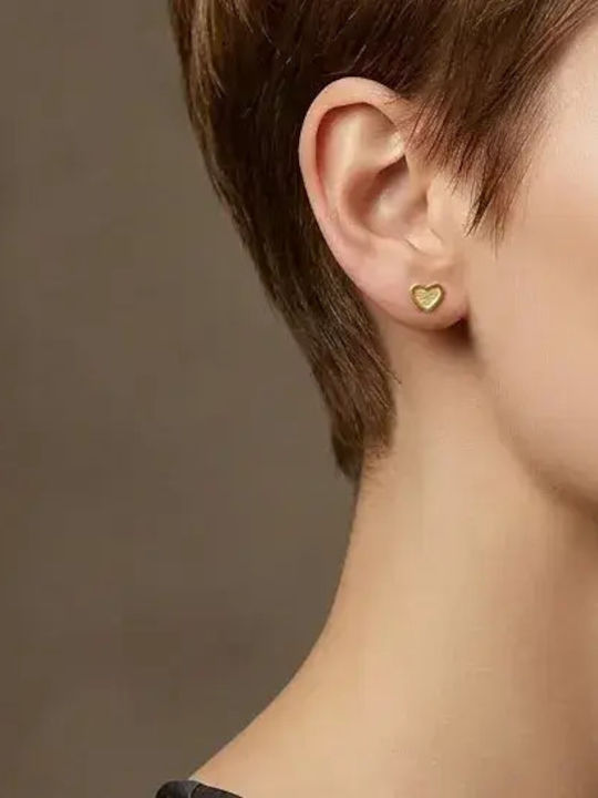 Детски Обици Studs Сърце от Злато 9K