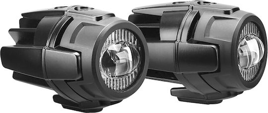 Lampa Lampa Moto Fog Lights Fog-X1 12V 20W 2123Lm 6000-6500K Φ76mm 4 LED Waterproof IP68 Wiring Mounts Φ24-26mm Set 2 Pcs 9158.1-LM 9158.1-LM