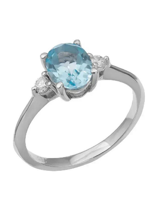 Inel Din Aur Alb 18K Cu Diamant