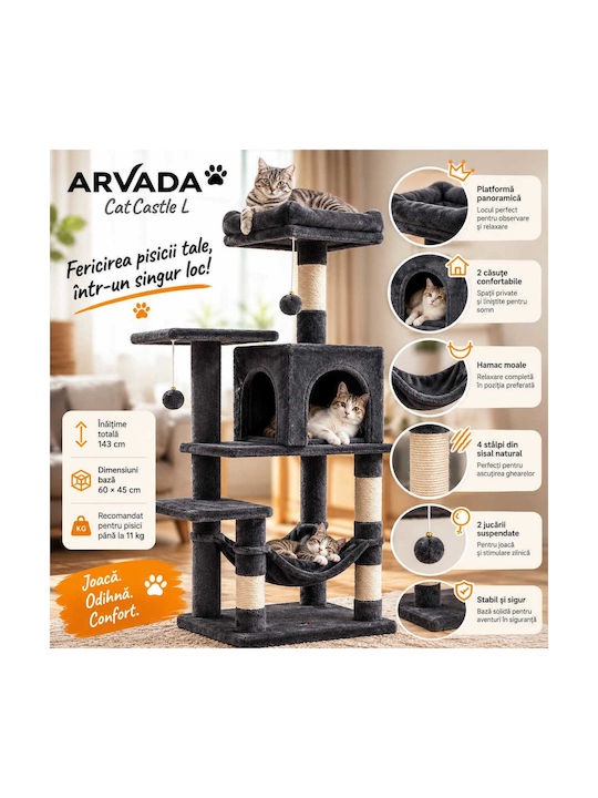 Scratching Post Cat Tree Beige 55x45x143cm