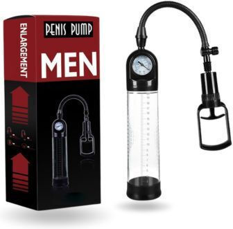 Männlicher Anfänger Penis-Pumpe Griff & Manometer Transparent