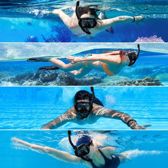 Renew Force Mască De Scufundare Din Silicon Cu Snorkel Neagră