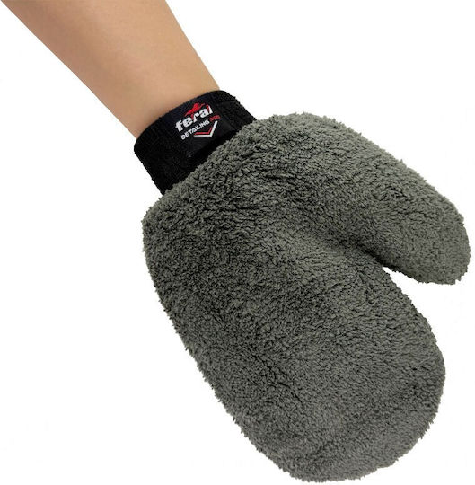 Special Car Wash Glove Feral Detailing Pro 26x20cm Coral Velvet 400gsm Foam Reinforcement