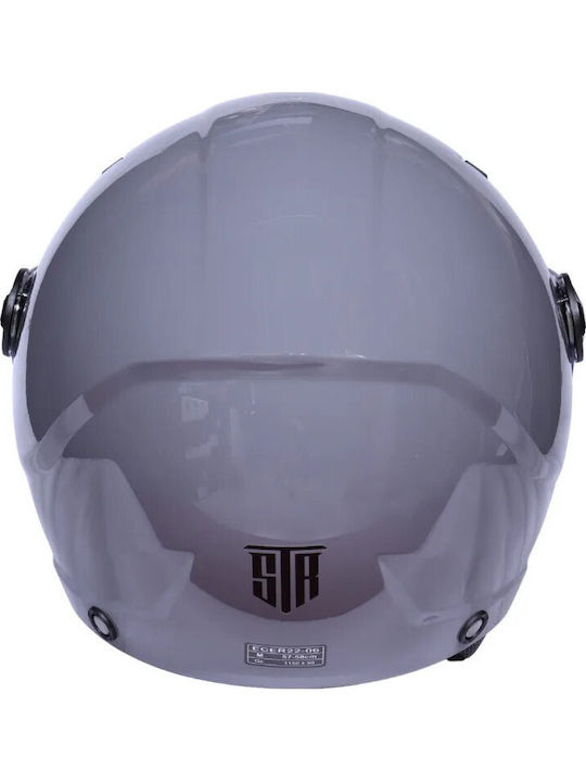 STR Fly Сив Каска за мотор Джет ECE 22.06
