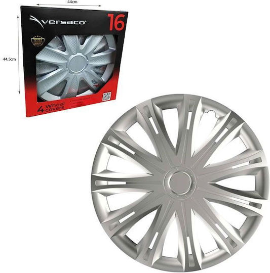 Versaco Set Capace roți auto 4 buc 16" Argintii Wheel Covers