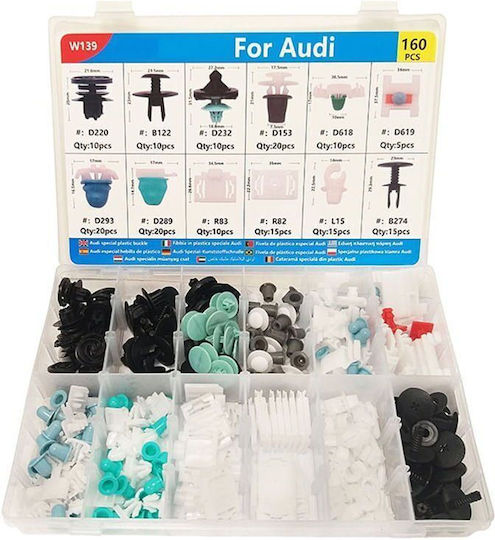 Rchang Upholstery Clips Fasteners 160 Pieces Audi 12 Designs Audi Special Plastic Buckle W139/w12570