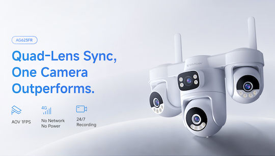 Vstarcam AG623FR IP Quad Surveillance Camera 4G Full HD+ 3MP Waterproof Battery with Two-Way Communication and 4mm Lens