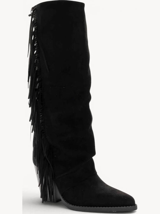 Μαύρες Western Μπότες Σουέτ Κρόσσια