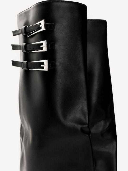 Cizme Negre Cu Trei Catarame Decorative
