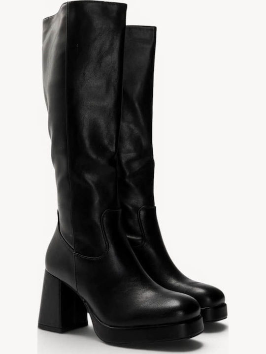 Black Boots Platform Thick Heel