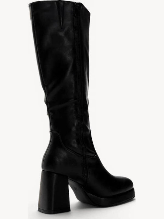 Black Boots Platform Thick Heel