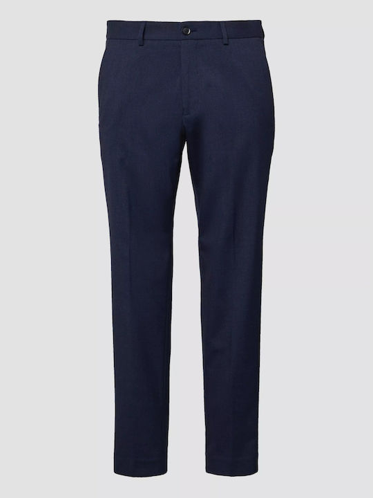 Pantaloni Bărbați De Costum Elastici Slim Fit Albastru Marin Închis