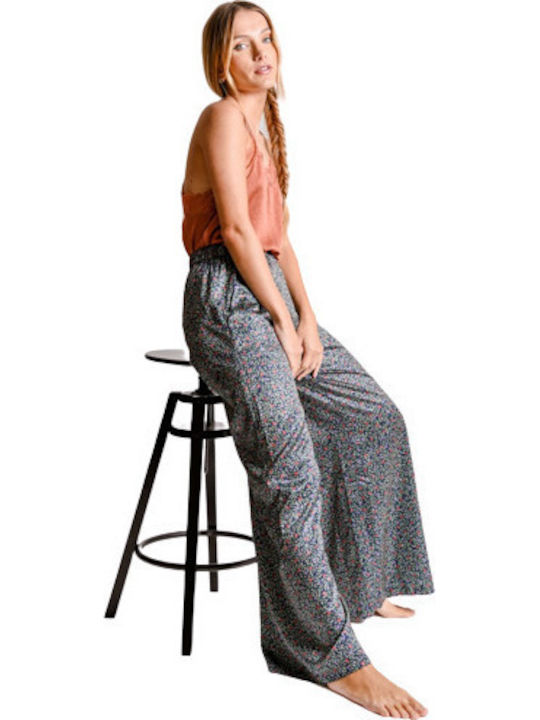 Pants Women's Fabric Floral Blue