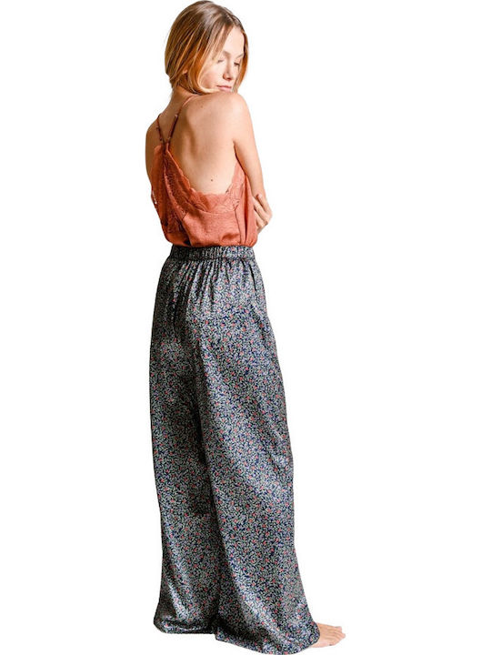 Pants Women's Fabric Floral Blue