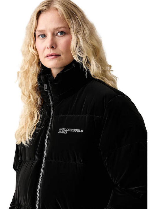 Long Women's Puffer Jacket for Winter Black