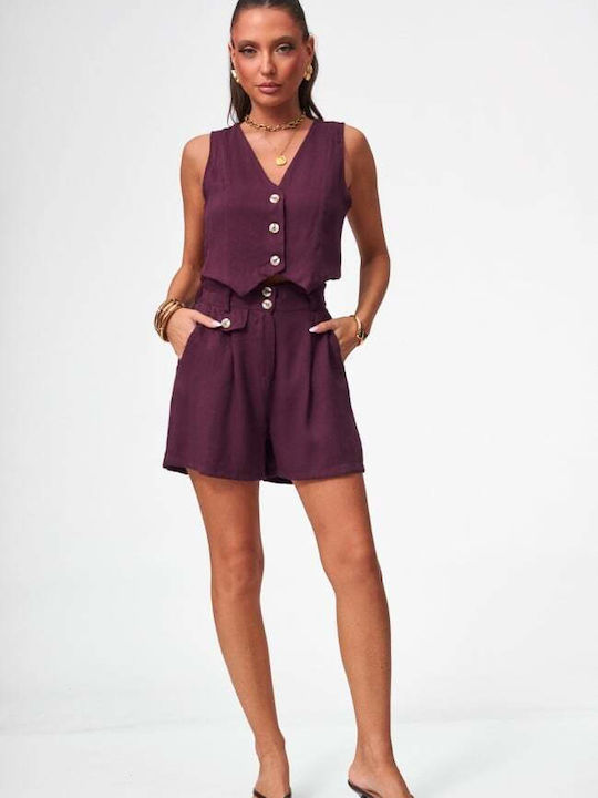 Damen-Set mit Burgunder-Shorts