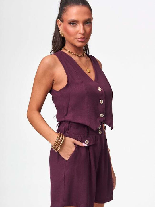 Damen-Set mit Burgunder-Shorts