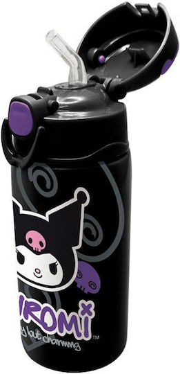 Graffiti Sticlă Pentru Copii Kuromi Termos Cu Pai Multicolor 450ml