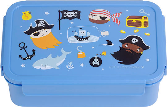 A Little Lovely Company Bento Stainless Steel Kids Water Bottle Set Pirates Thermos with Straw Silver 350ml