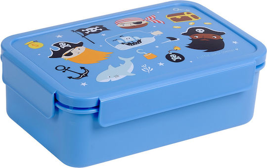 A Little Lovely Company Bento Stainless Steel Kids Water Bottle Set Pirates Thermos with Straw Silver 350ml