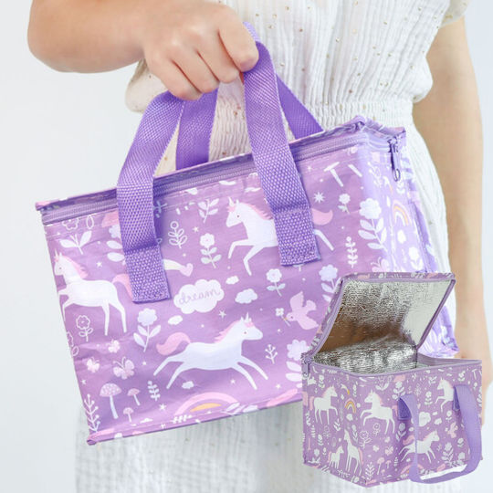 A Little Lovely Company Bento Stainless Steel Kids Water Bottle Unicorns Thermos with Straw Silver 350ml