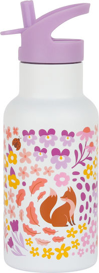 A Little Lovely Company Bento Stainless Steel Kids Water Bottle Thermos with Straw Silver 350ml