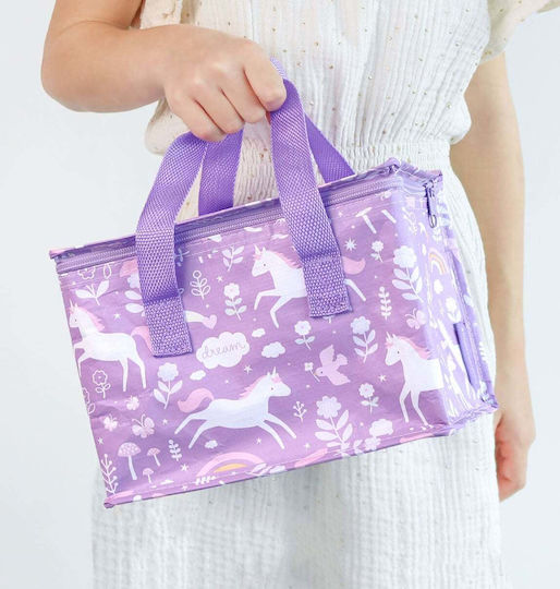 A Little Lovely Company Bento Stainless Steel Kids Water Bottle Unicorns Thermos with Straw Silver 350ml