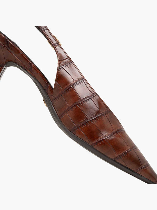 Leder Spitze Zehe Pumps mit Braun Absatzhöhe