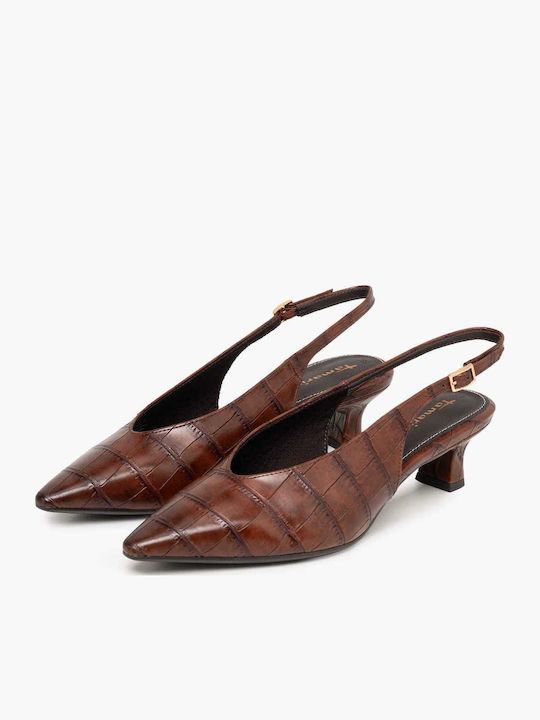 Leder Spitze Zehe Pumps mit Braun Absatzhöhe