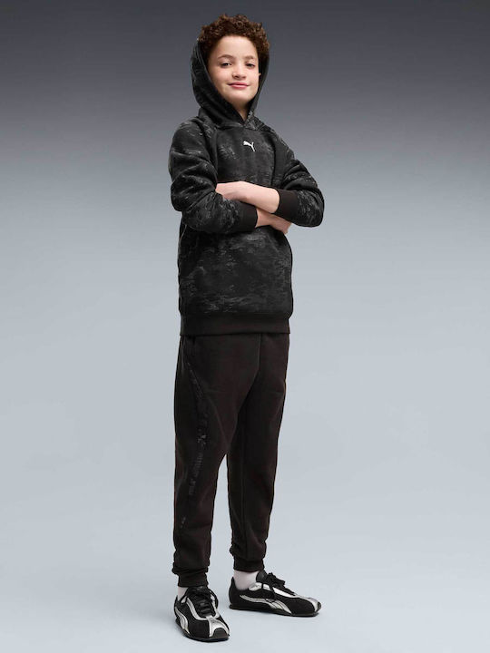 Fleece Kids Sweatshirt with Hood and Pockets Puma Black Hoodie