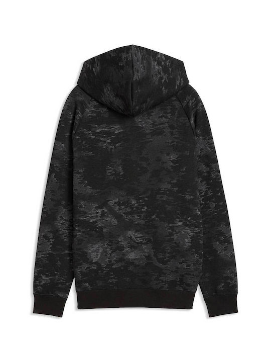 Fleece Kids Sweatshirt with Hood and Pockets Puma Black Hoodie