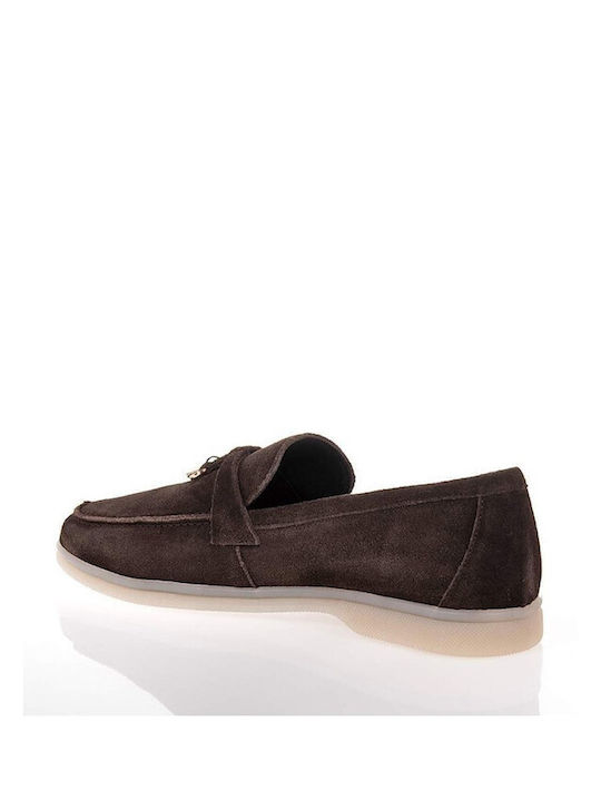 Leather Women's Loafers in Brown Colour E500-BROWN
