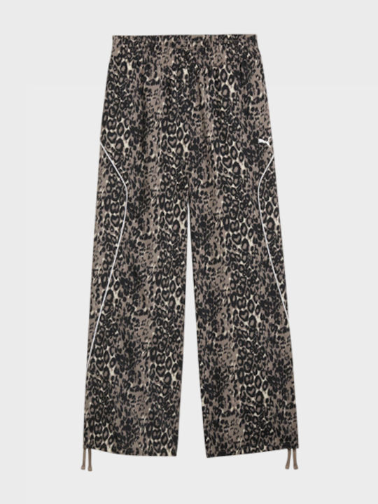 Woven Flared Sweatpants Animal Printed