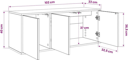 TV-Ständer Sonoma M102xP33xH40cm