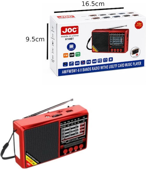 Joc H10BT Portable Battery Radio with USB Red