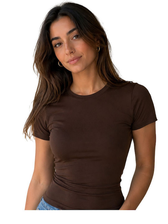 Short Sleeve Cotton Brown Women's Undershirt