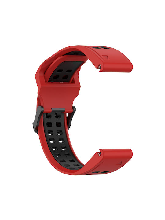 Garmin Fenix E 47mm Two-Tone Reversible Buckle 22mm Watch Strap Silicone Red+Black Garmin Fenix E 47mm Two-Tone Reversible Buckle 22mm Watch Strap Silicone Red+Black