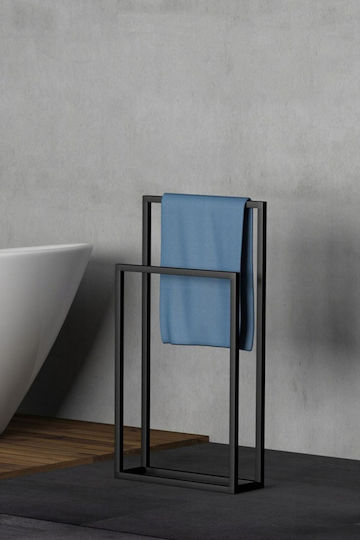 SteweHome Bathroom Freestanding Towel Rack Double 40x80cm White