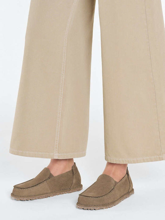 Loafers bărbătești de catifea în Culoare Bej Regular Fit