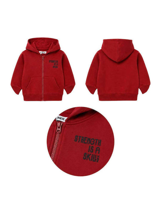 Bluza și Hanoracul pentru Copii Cardigan Cu Glugă și Buzunare Burgundy