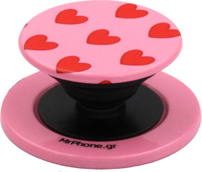 Pop Socket Magsafe Pink With Red Hearts
