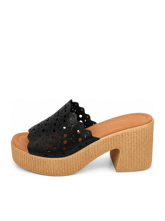 Mules With High Heel In Black Colour SI-2291-26FL-BLACK