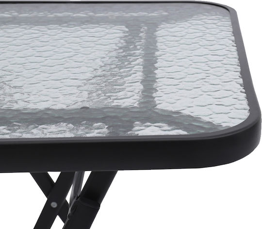 Table for Small Outdoor Spaces Foldable Metal with Glass Surface Gray 60x60x72cm