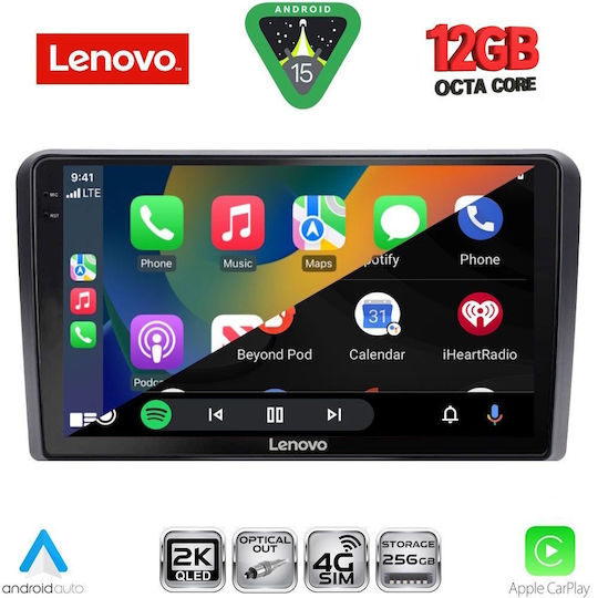 Lenovo Car Audio System for Fiat Panda BMW X1 / X3 / X4 2003-2012 Bluetooth USB WiFi GPS Apple CarPlay Android Auto with 9" Touch Screen