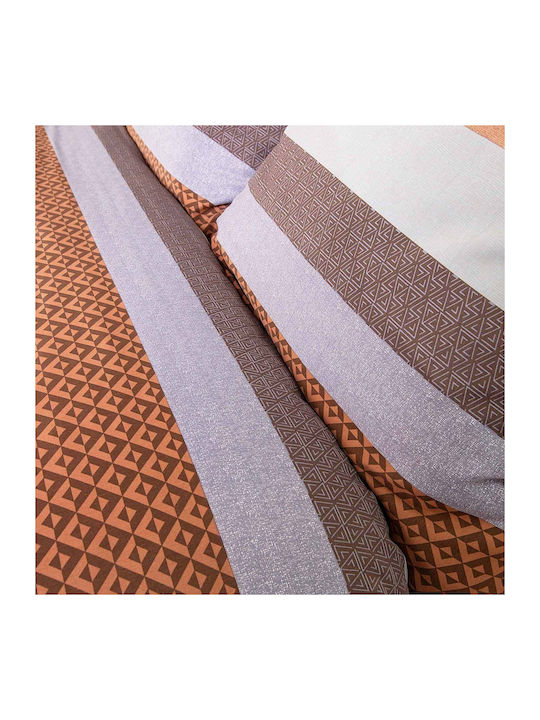 Darymex Darymex Bettbezüge 200x220cm Doppel mit 2 Kissenbezügen Orange Braun Streifen