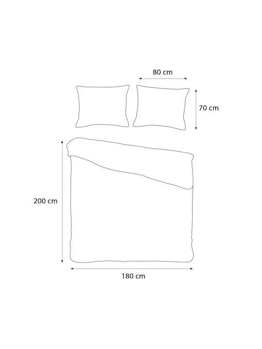Darymex Cotton Duvet Cover Set 180x200cm Double With Pillowcase Light Grey