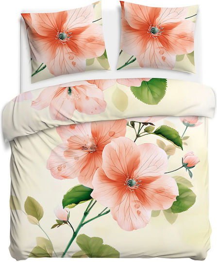 Darymex Baumwollsatin Bettbezug Set 180x200cm Halbdoppel mit Kissenbezug Creme