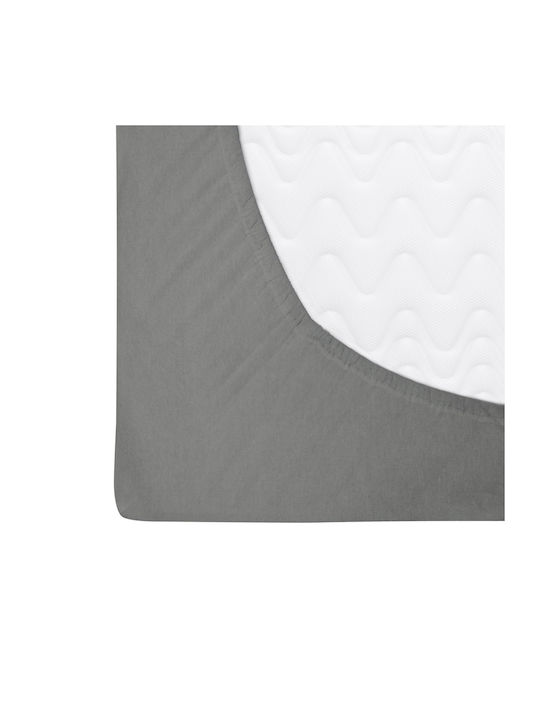 Darymex Double Flannel Bed Sheet With Rubber Hugger 140x200cm Grey