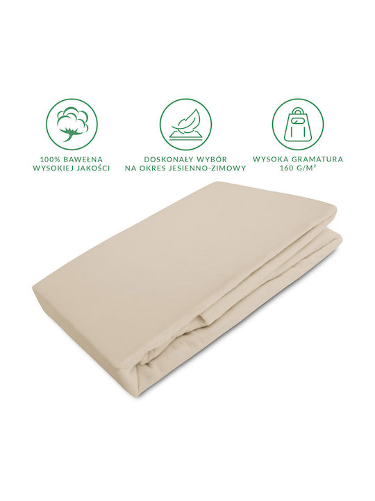 Darymex Darymex Doppelbettlaken Flanell mit Gummibettlaken 140x200cm Beige Farbe