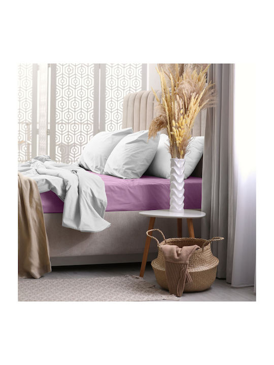 Darymex Σεντόνι King Size με Λάστιχο 200x220εκ. Ανοιχτό Μωβ Λιλά